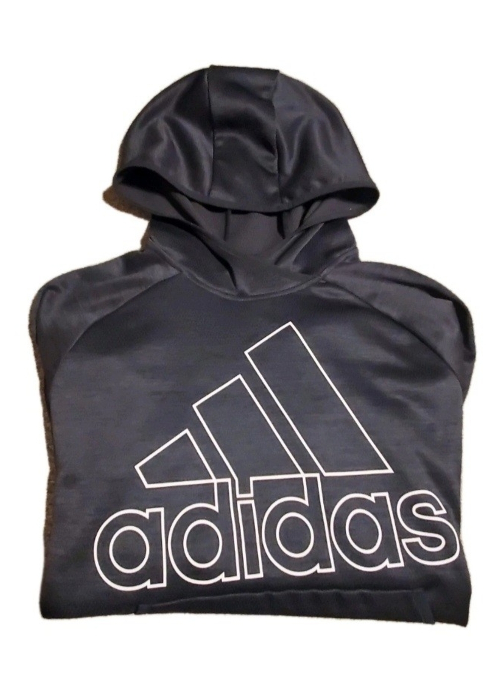 adidas Kids Black Hoodie with White Outline Logo Pre Owned Size XL